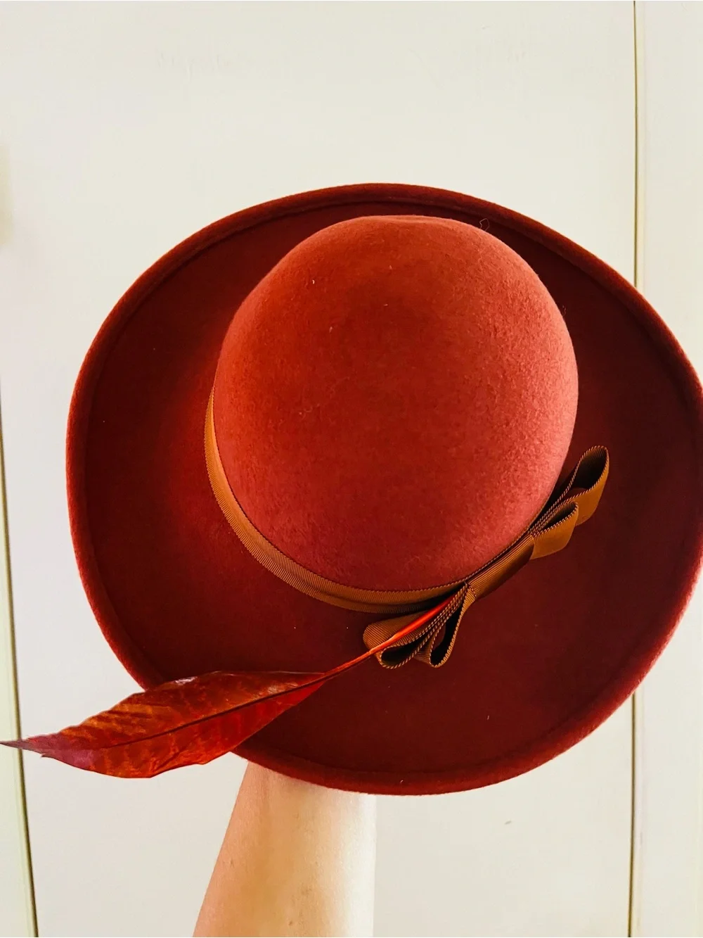 VTG 70s Ladylike Ralph Style Felt Wool Equestrian Old Money Wide Brim Boho Hat - Picture 2 of 7